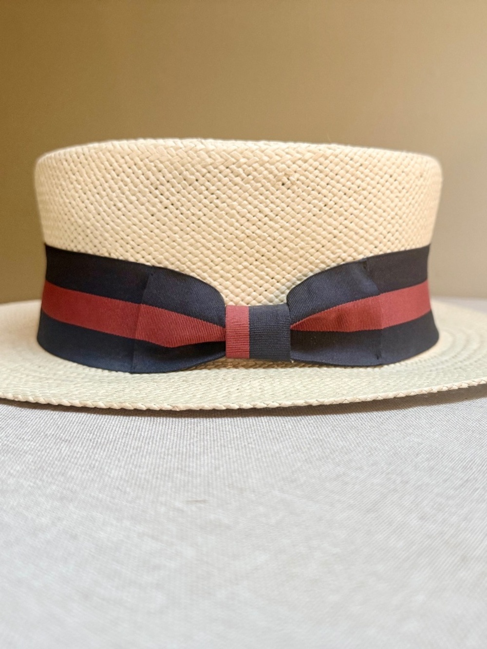 Bruno Capelo BOATER COLLECTION (SKIMMER) NATURAL STRAW FLAT CROWN BOATER GAUCHO